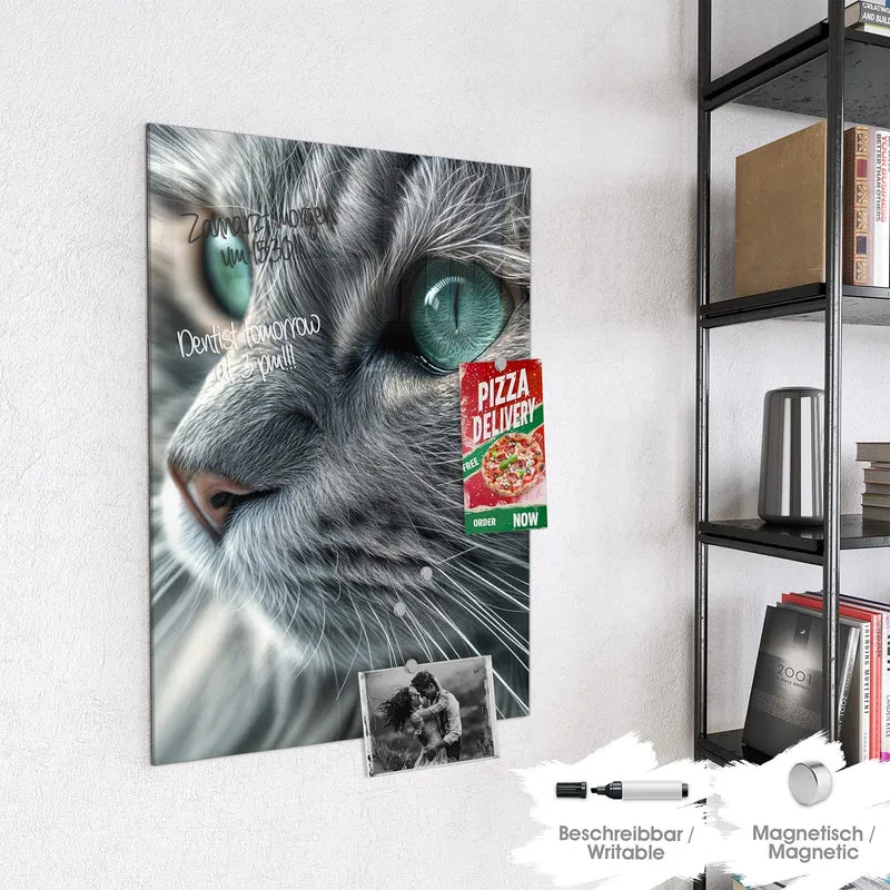 Glas Magnettafel - Katze mit Smaragdaugen