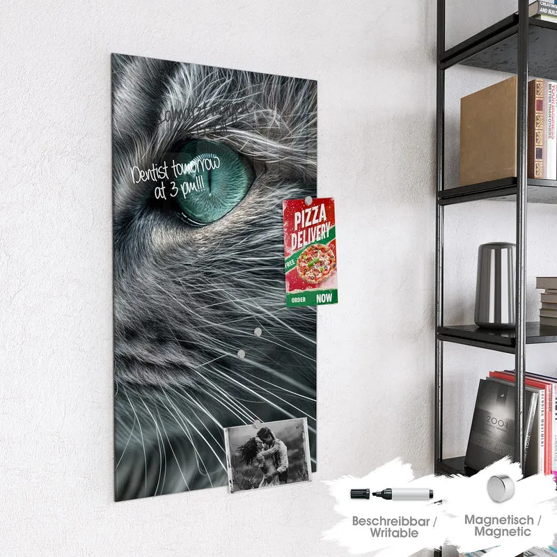Glas Magnettafel - Katze mit Smaragdaugen