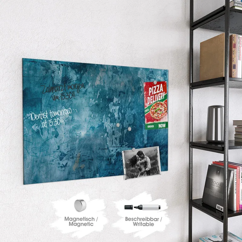 Glas Magnettafel - Abblätterndes Blau