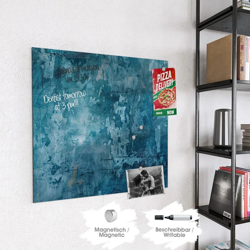 Glas Magnettafel - Abblätterndes Blau