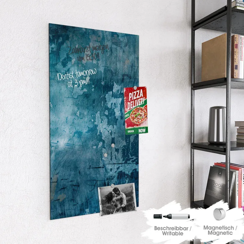 Glas Magnettafel - Abblätterndes Blau