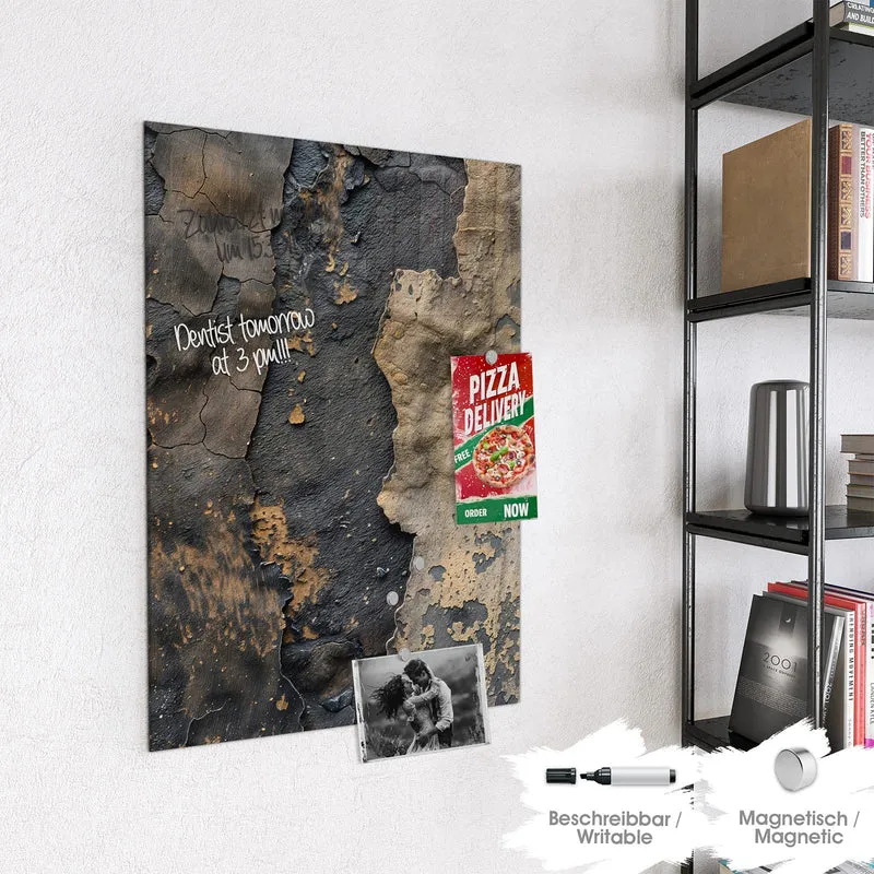 Glas Magnettafel - Ocker auf Schwarz