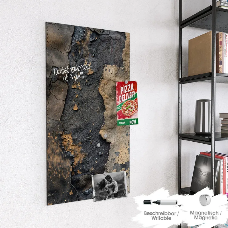 Glas Magnettafel - Ocker auf Schwarz