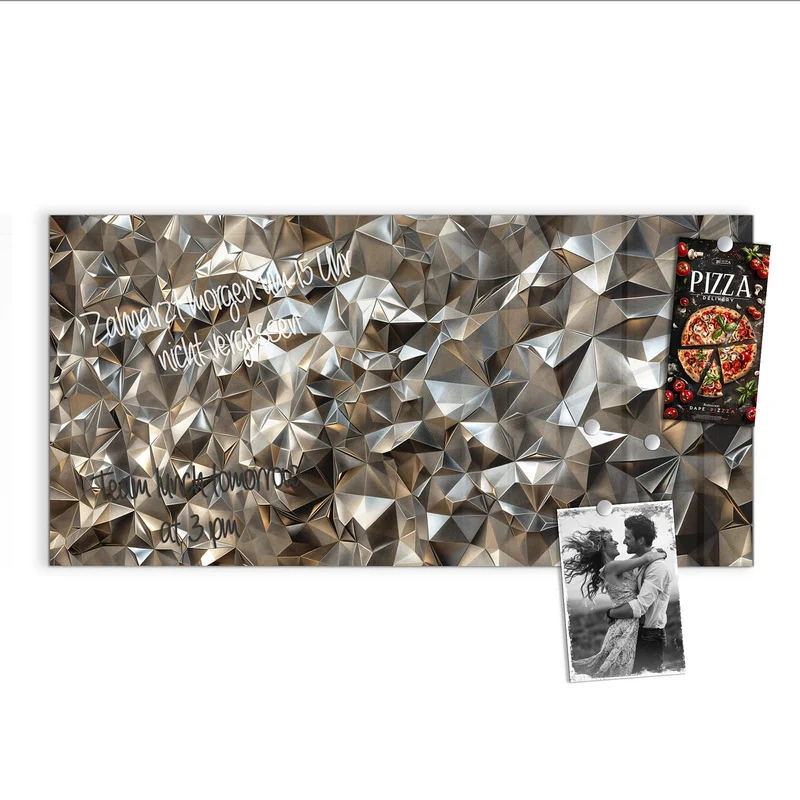 Glas Magnettafel - Facetten in Silber