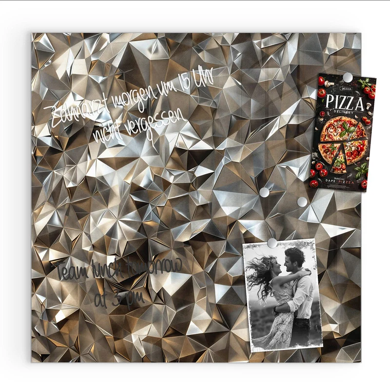 Glas Magnettafel - Facetten in Silber
