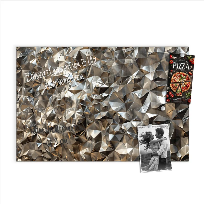 Glas Magnettafel - Facetten in Silber