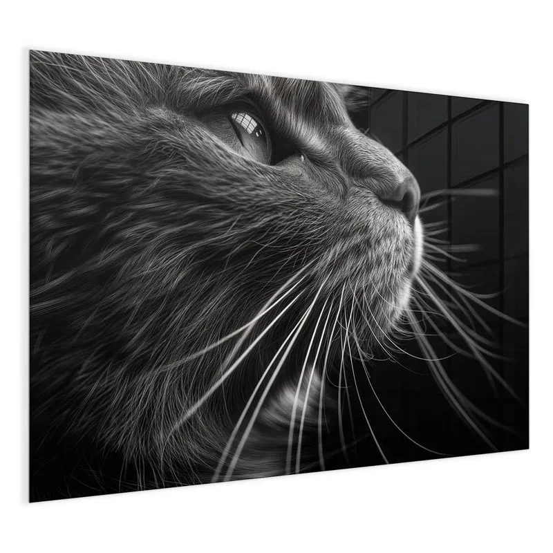 Glas Magnettafel - Katze in Schwarzweiß