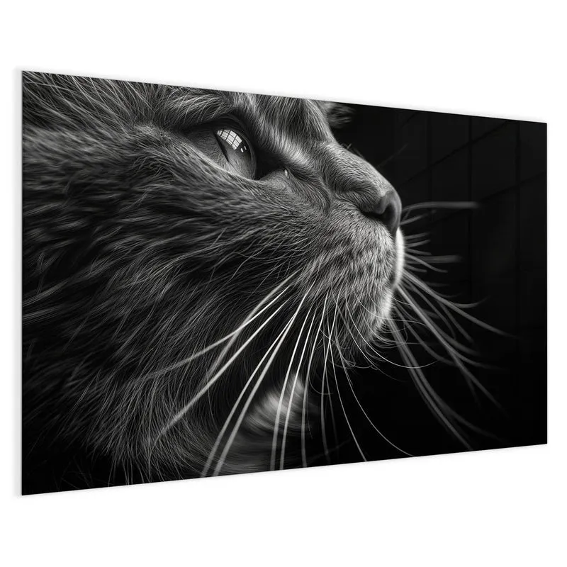 Glas Magnettafel - Katze in Schwarzweiß