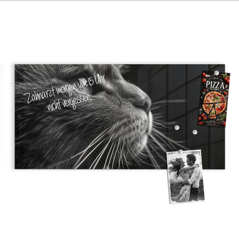 Glas Magnettafel - Katze in Schwarzweiß
