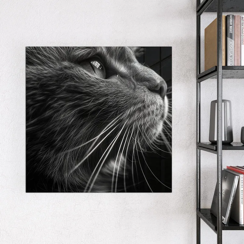 Glas Magnettafel - Katze in Schwarzweiß