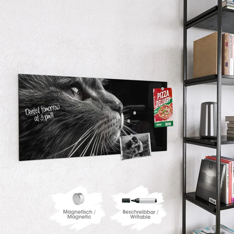 Glas Magnettafel - Katze in Schwarzweiß
