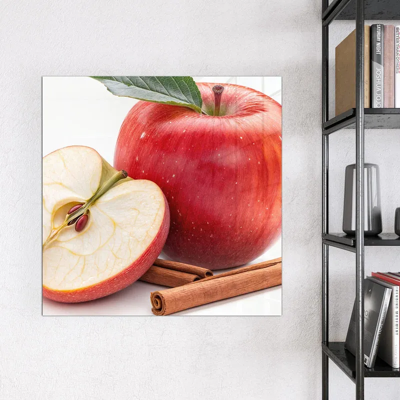 Glas Magnettafel - Apfelhälfte mit Zimt
