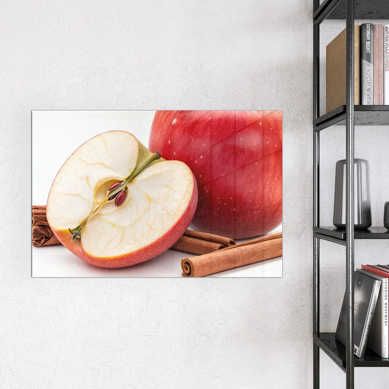 Glas Magnettafel - Apfelhälfte mit Zimt