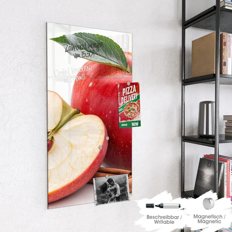Glas Magnettafel - Apfelhälfte mit Zimt