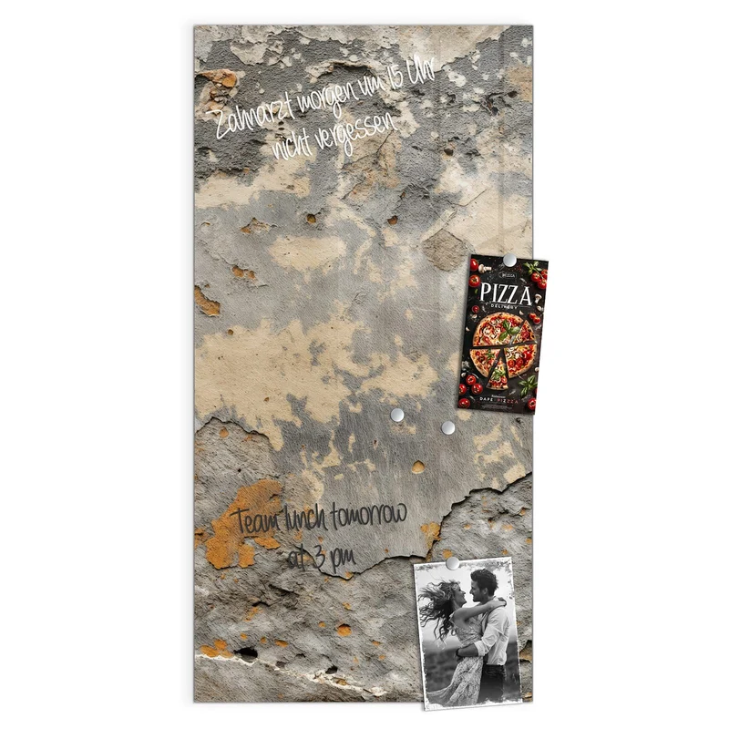 Glas Magnettafel - Putz in Grau und Ocker