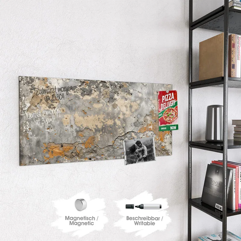 Glas Magnettafel - Putz in Grau und Ocker