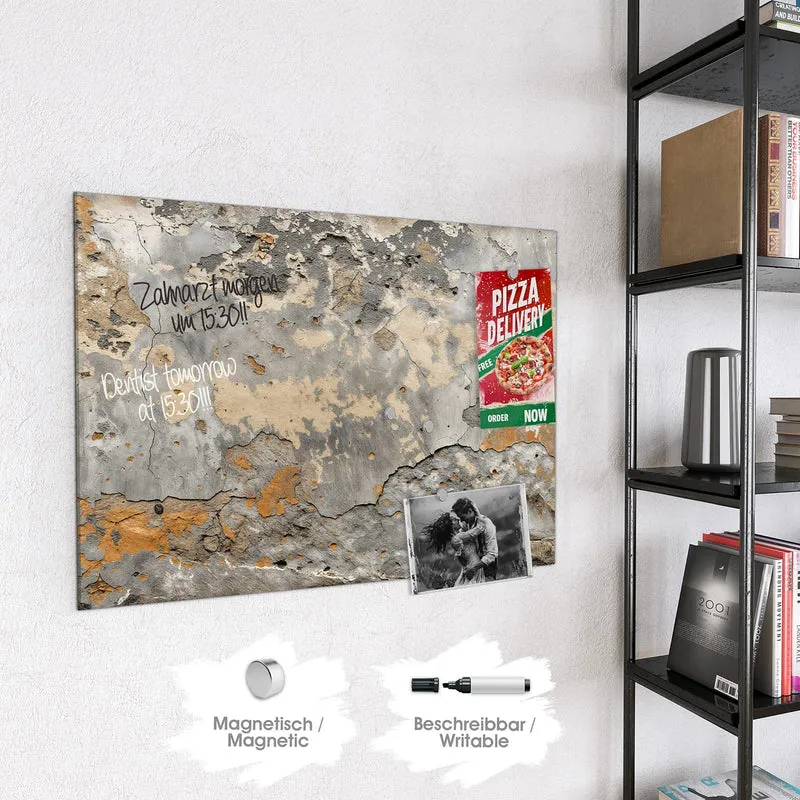 Glas Magnettafel - Putz in Grau und Ocker