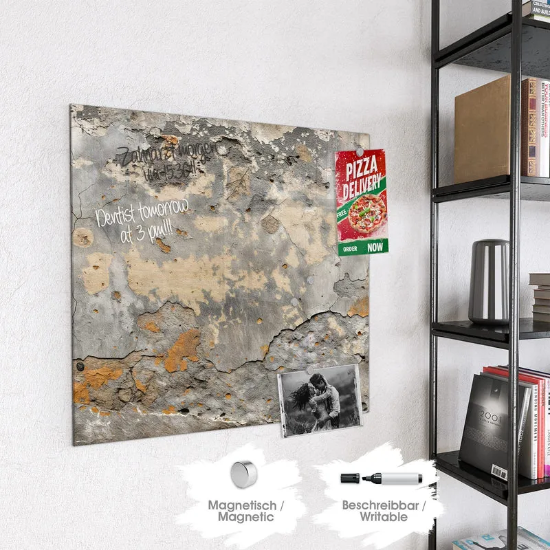 Glas Magnettafel - Putz in Grau und Ocker