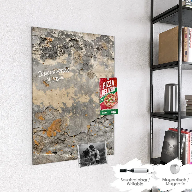 Glas Magnettafel - Putz in Grau und Ocker