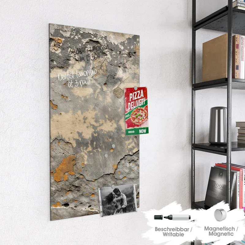 Glas Magnettafel - Putz in Grau und Ocker