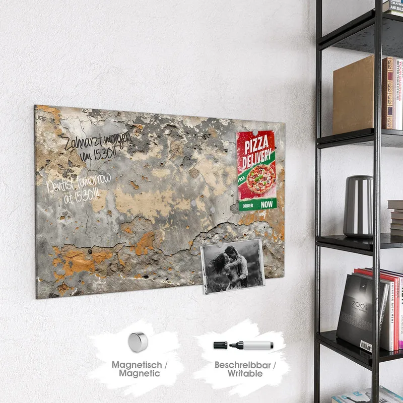 Glas Magnettafel - Putz in Grau und Ocker