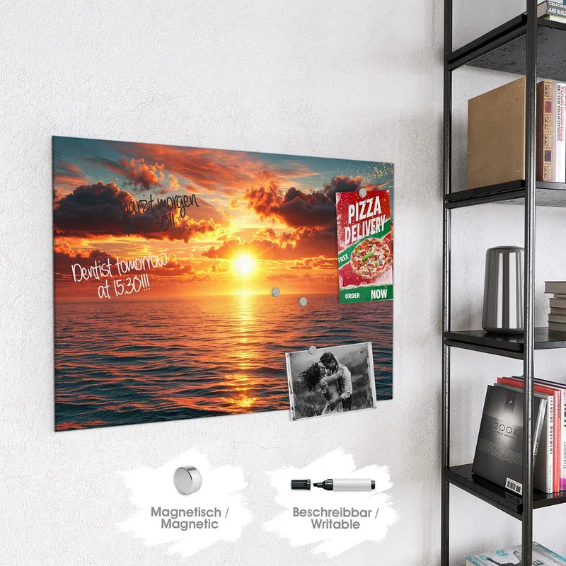 Glas Magnettafel - Wolken im Abendrot