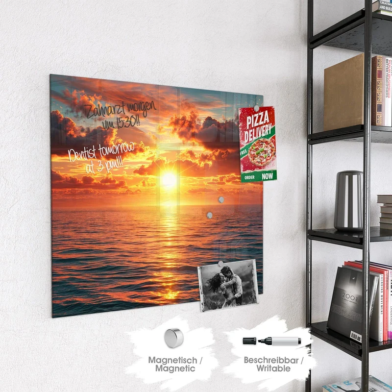 Glas Magnettafel - Wolken im Abendrot