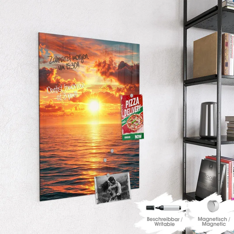 Glas Magnettafel - Wolken im Abendrot