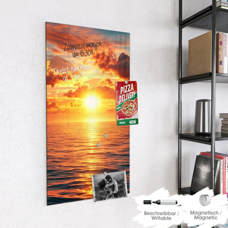 Glas Magnettafel - Wolken im Abendrot