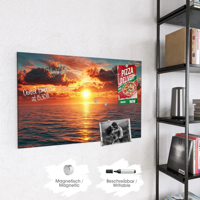 Glas Magnettafel - Wolken im Abendrot