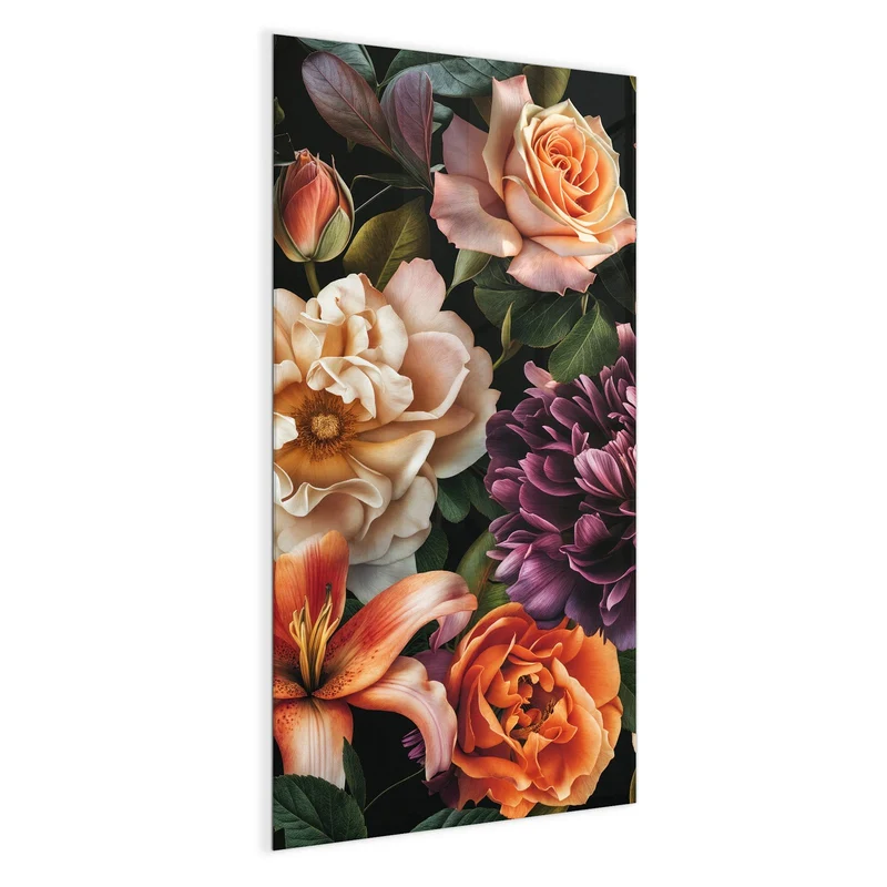 Glas Magnettafel - Lilien und Rosen
