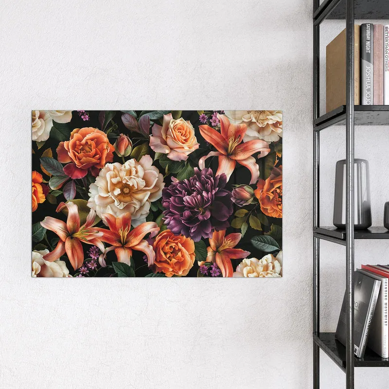 Glas Magnettafel - Lilien und Rosen