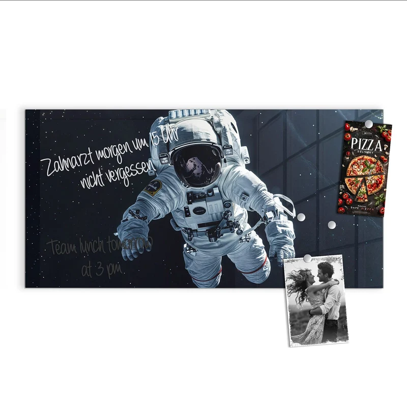 Glas Magnettafel - Schwebender Astronaut