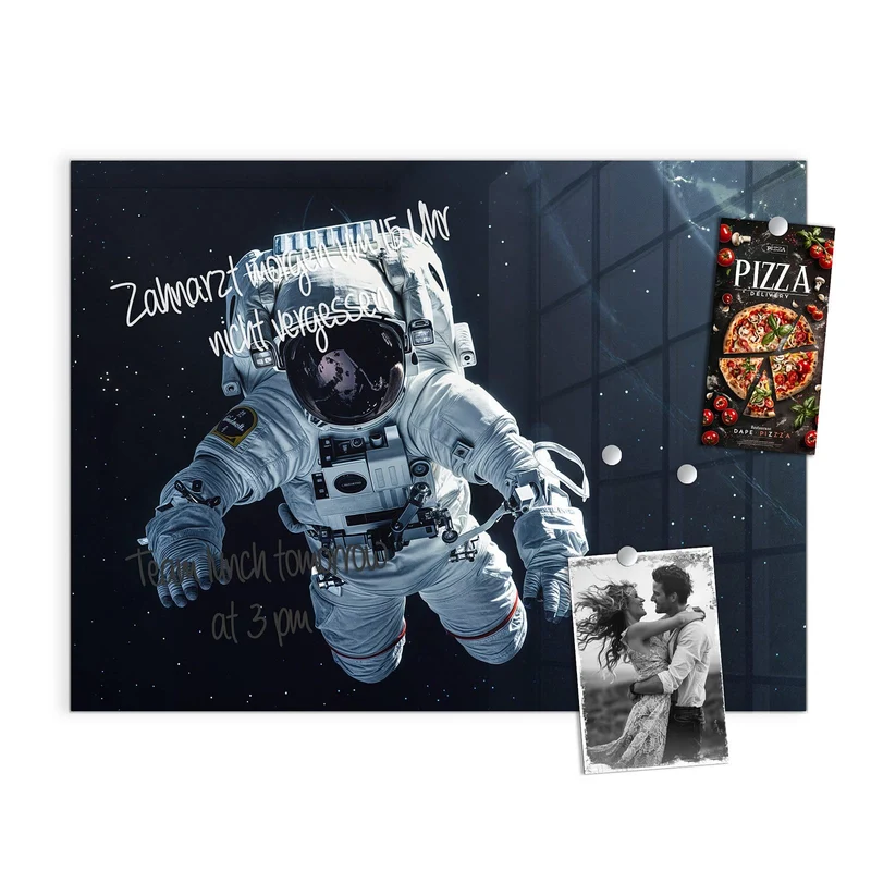Glas Magnettafel - Schwebender Astronaut