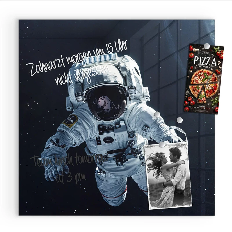 Glas Magnettafel - Schwebender Astronaut