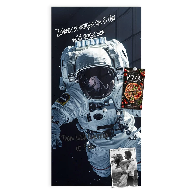 Glas Magnettafel - Schwebender Astronaut