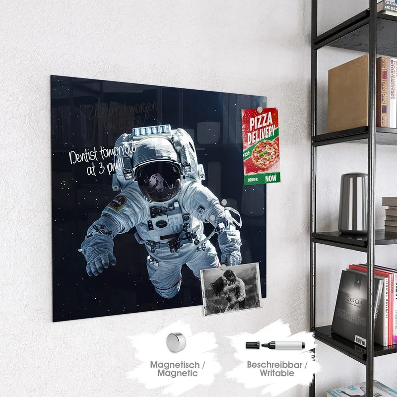 Glas Magnettafel - Schwebender Astronaut