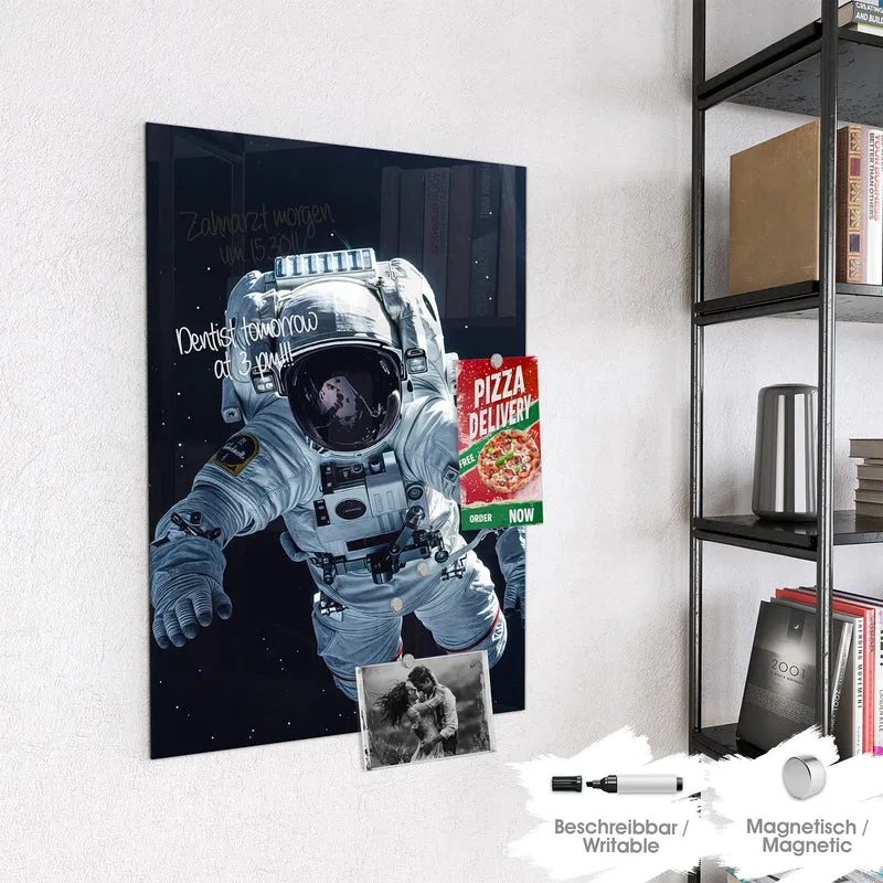 Glas Magnettafel - Schwebender Astronaut
