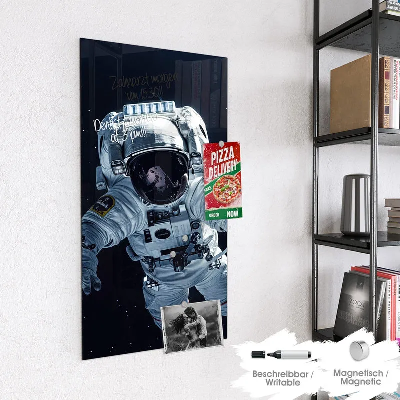 Glas Magnettafel - Schwebender Astronaut