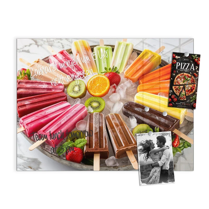 Glas Magnettafel - Sommerliches Eis