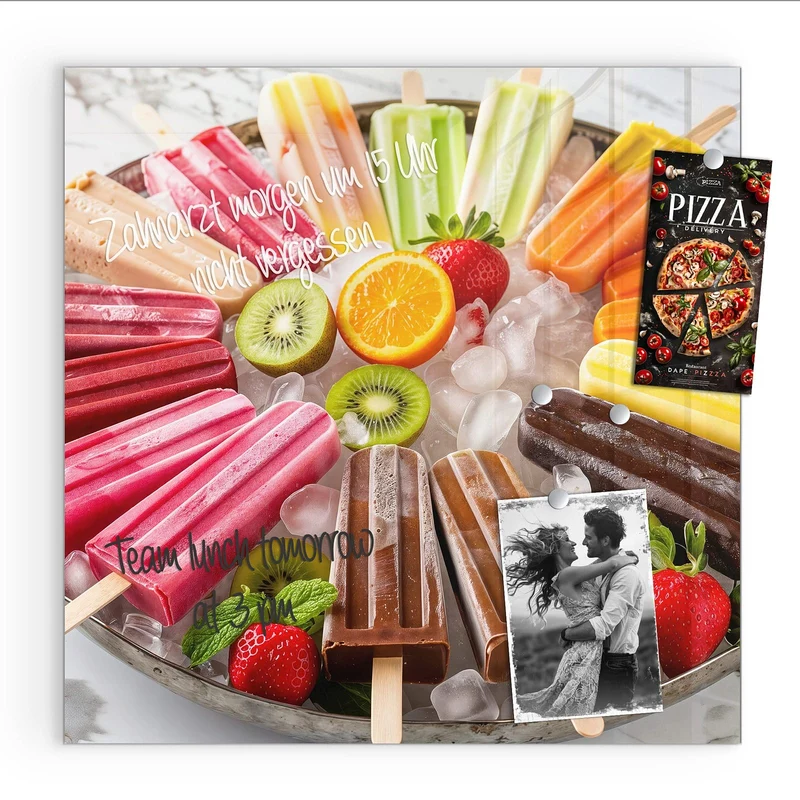 Glas Magnettafel - Sommerliches Eis