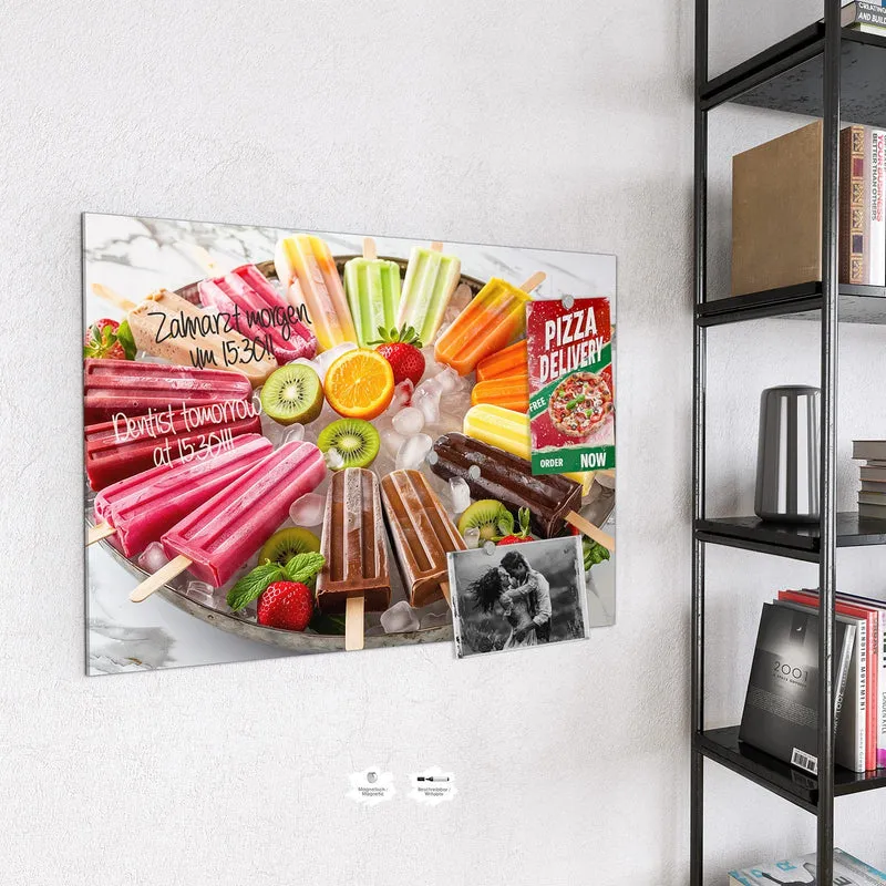 Glas Magnettafel - Sommerliches Eis