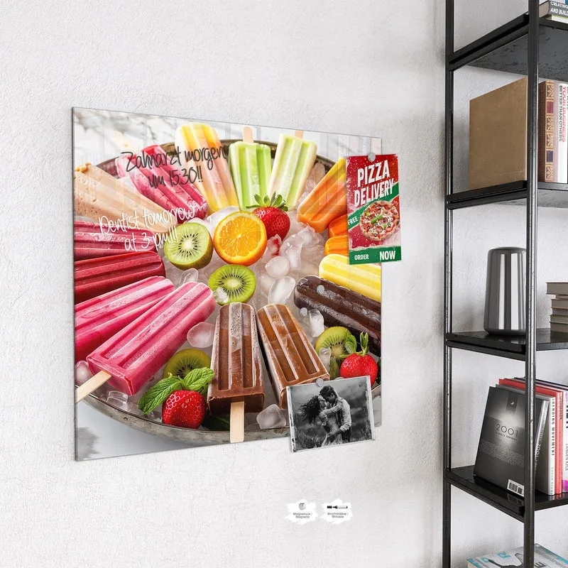 Glas Magnettafel - Sommerliches Eis
