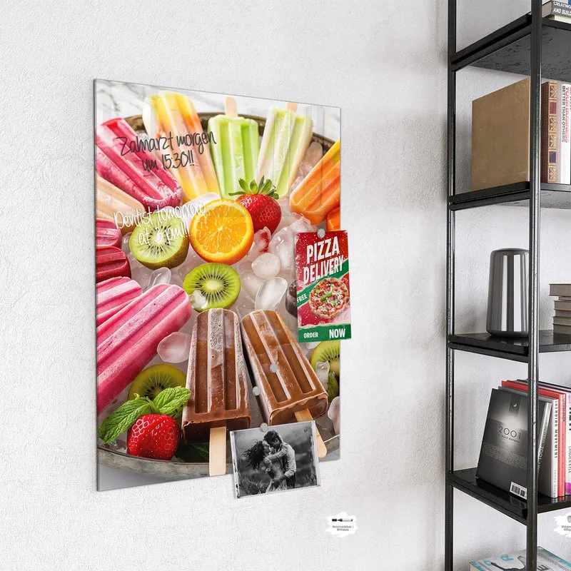 Glas Magnettafel - Sommerliches Eis