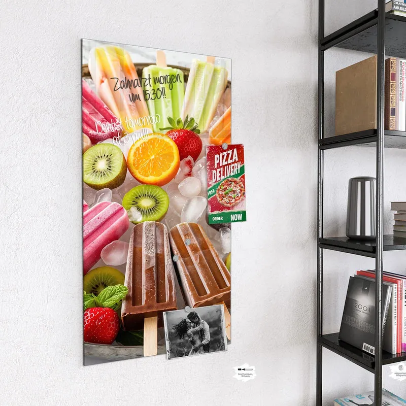 Glas Magnettafel - Sommerliches Eis