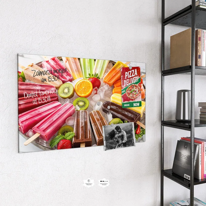 Glas Magnettafel - Sommerliches Eis