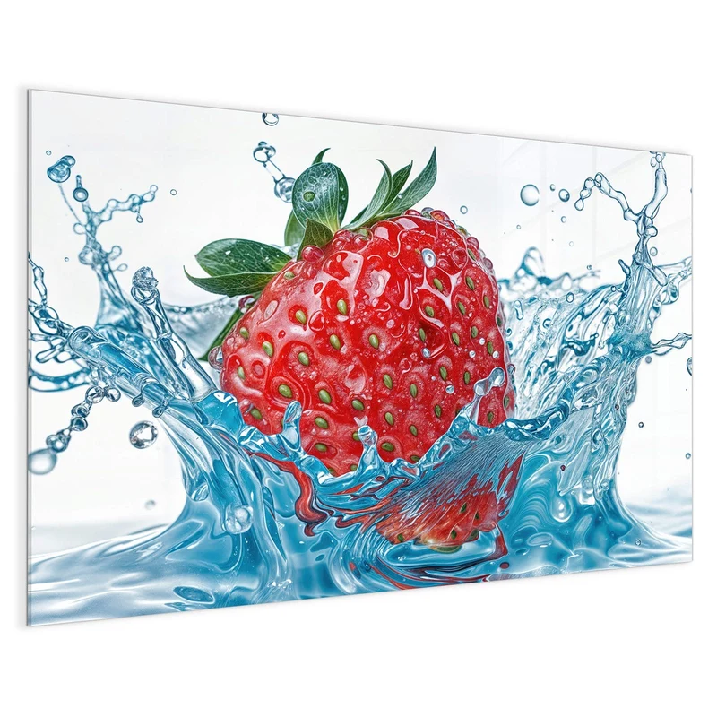 Glas Magnettafel - Eintauchende Erdbeere