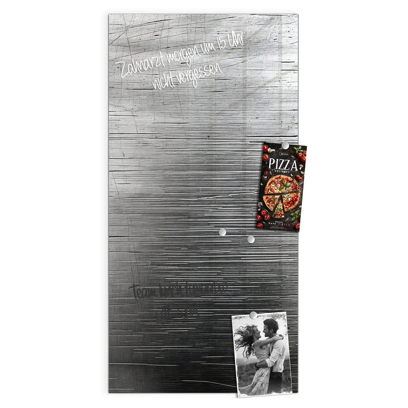 Glas Magnettafel - Gebürsteter Stahl