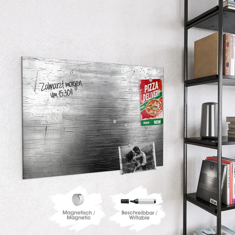 Glas Magnettafel - Gebürsteter Stahl