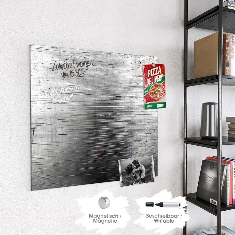 Glas Magnettafel - Gebürsteter Stahl